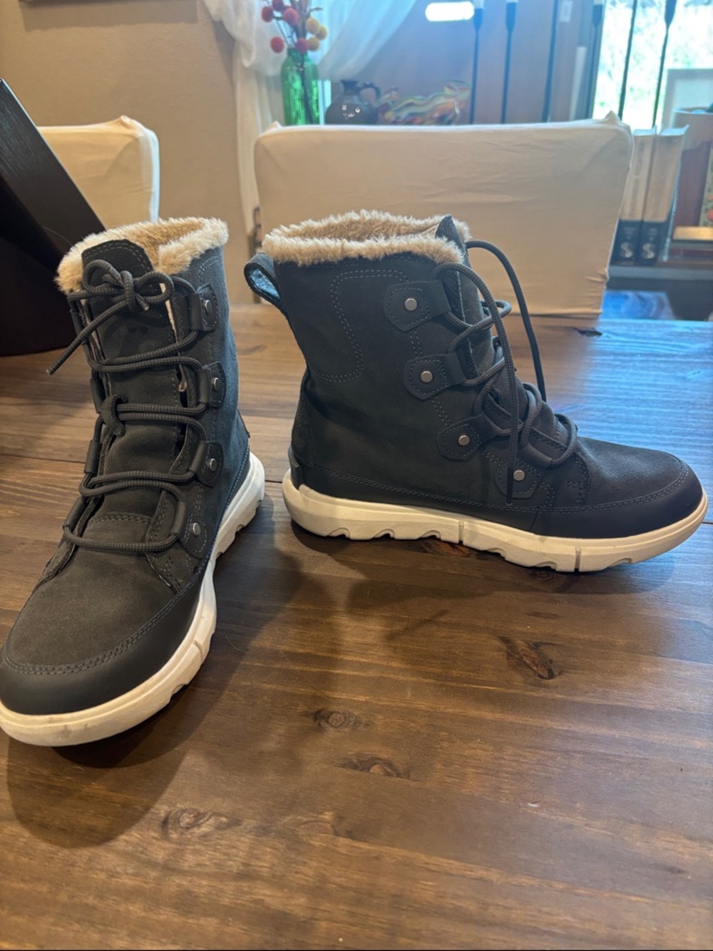 Sorel Gray Faux-Fur Lined Waterproof Snow Boots